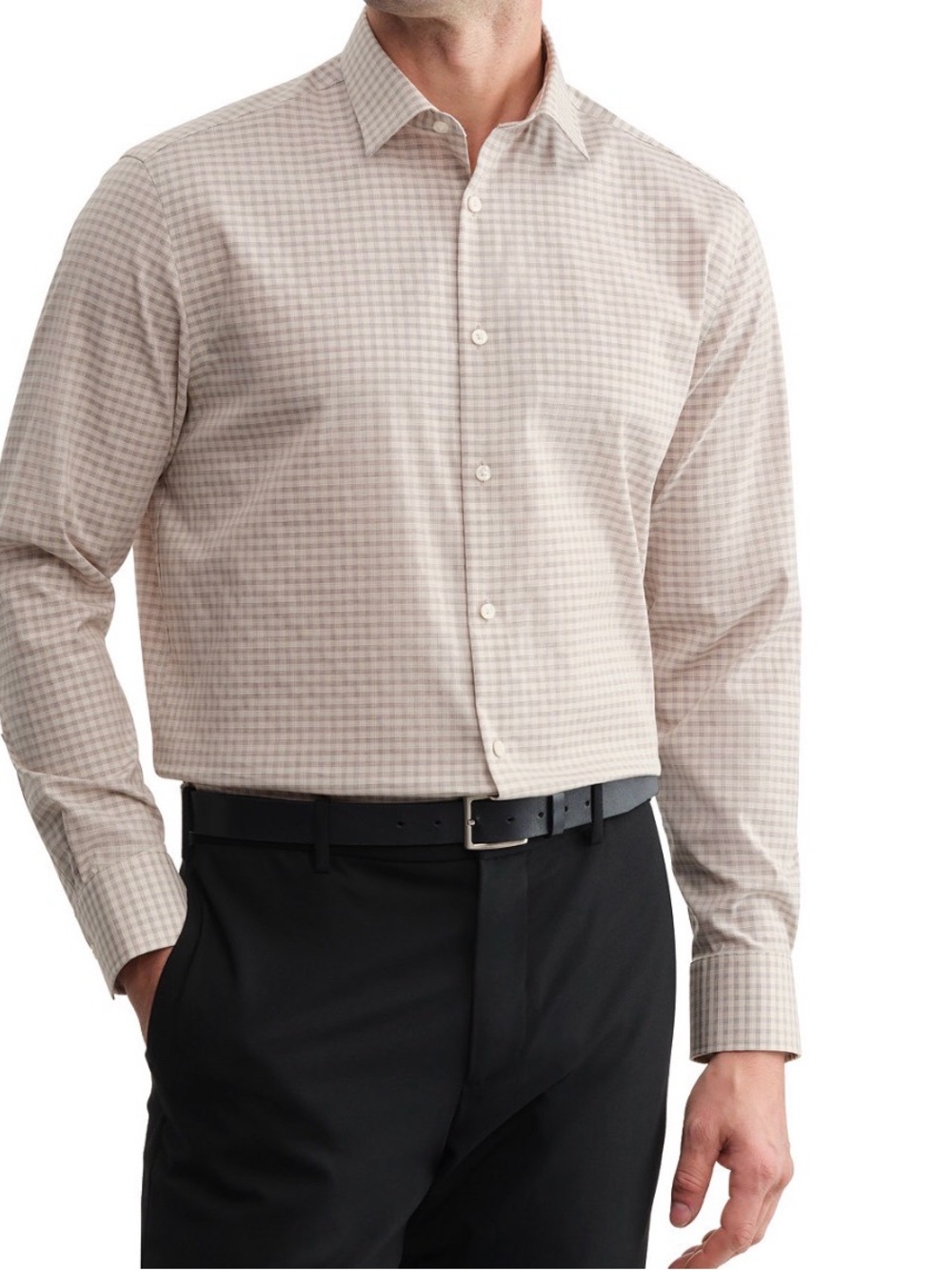 Men's Classic regular Fit Check Dress Shirt in Taupe